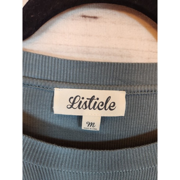 Listicle Women's Blue‎ Green Dolman Sleeve Crew Neck Pullover Blouse Size Medium - Picture 3 of 6